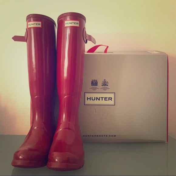 Hunter Shoes - HUNTER Boots Glossy Red 6 Rain
